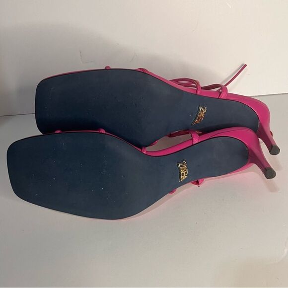 Zara Hot Pink Collection Metall Leather Mid-Heel Shoes Size 41 - Picture 7 of 7